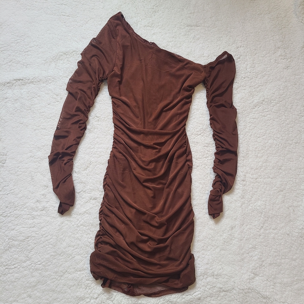 NEW Ruched One Shoulder Dress - Picture 2 of 4